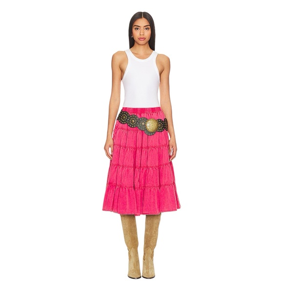 Free People Dresses & Skirts - Free People Full Swing Midi Skirt In Dragonfruit Sorbet SZ M